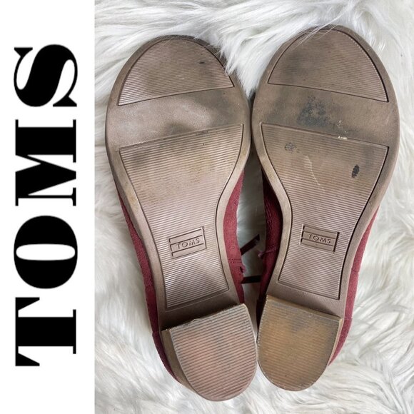 TOMS Majorca Peep Toe Burgundy Red Suede Perforated Ankle Bootie, Size 8.5 - Picture 6 of 10